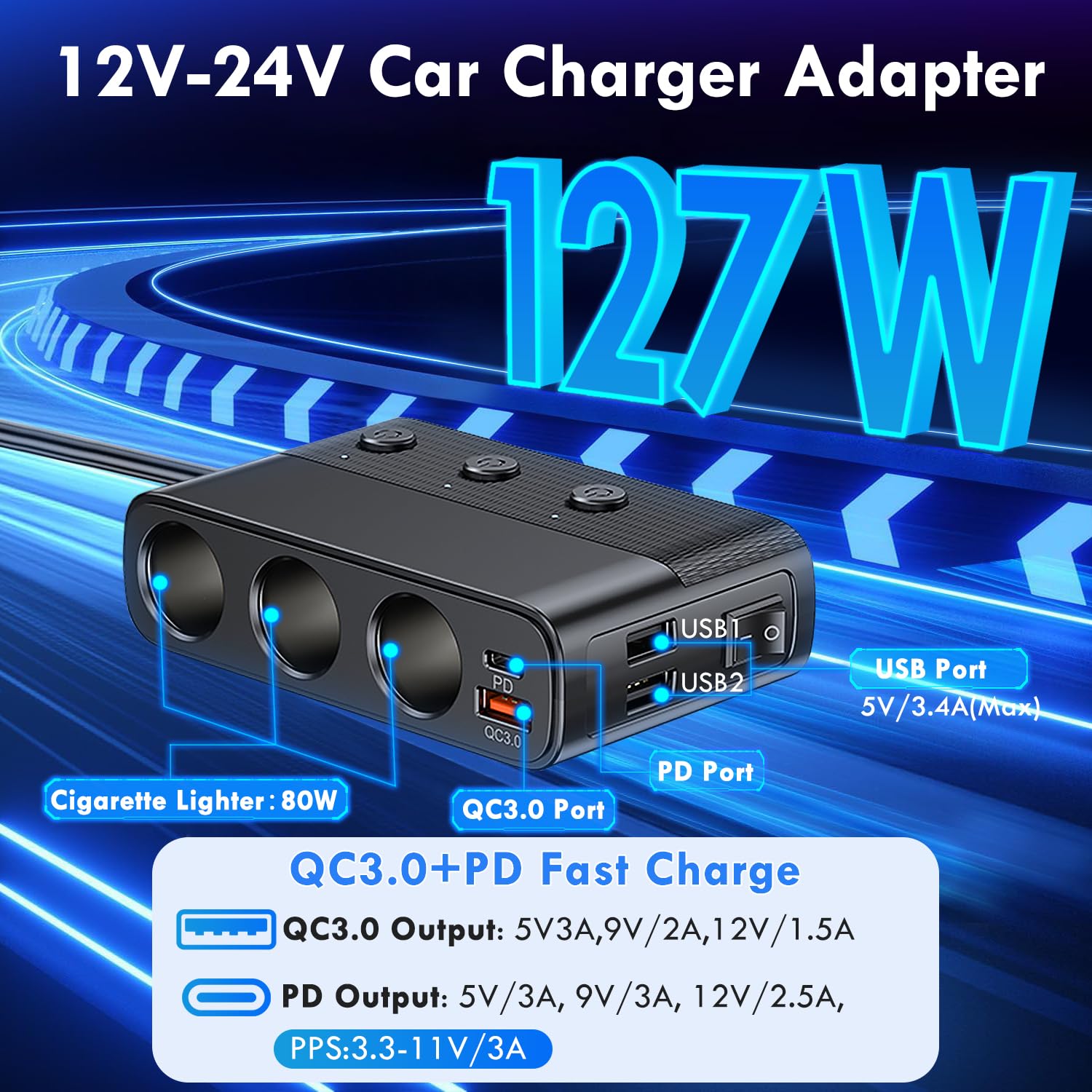 5V 4.2A Caricabatteria Da Auto Doppio USB Pannello Tenda A Due Fori - Foto 10