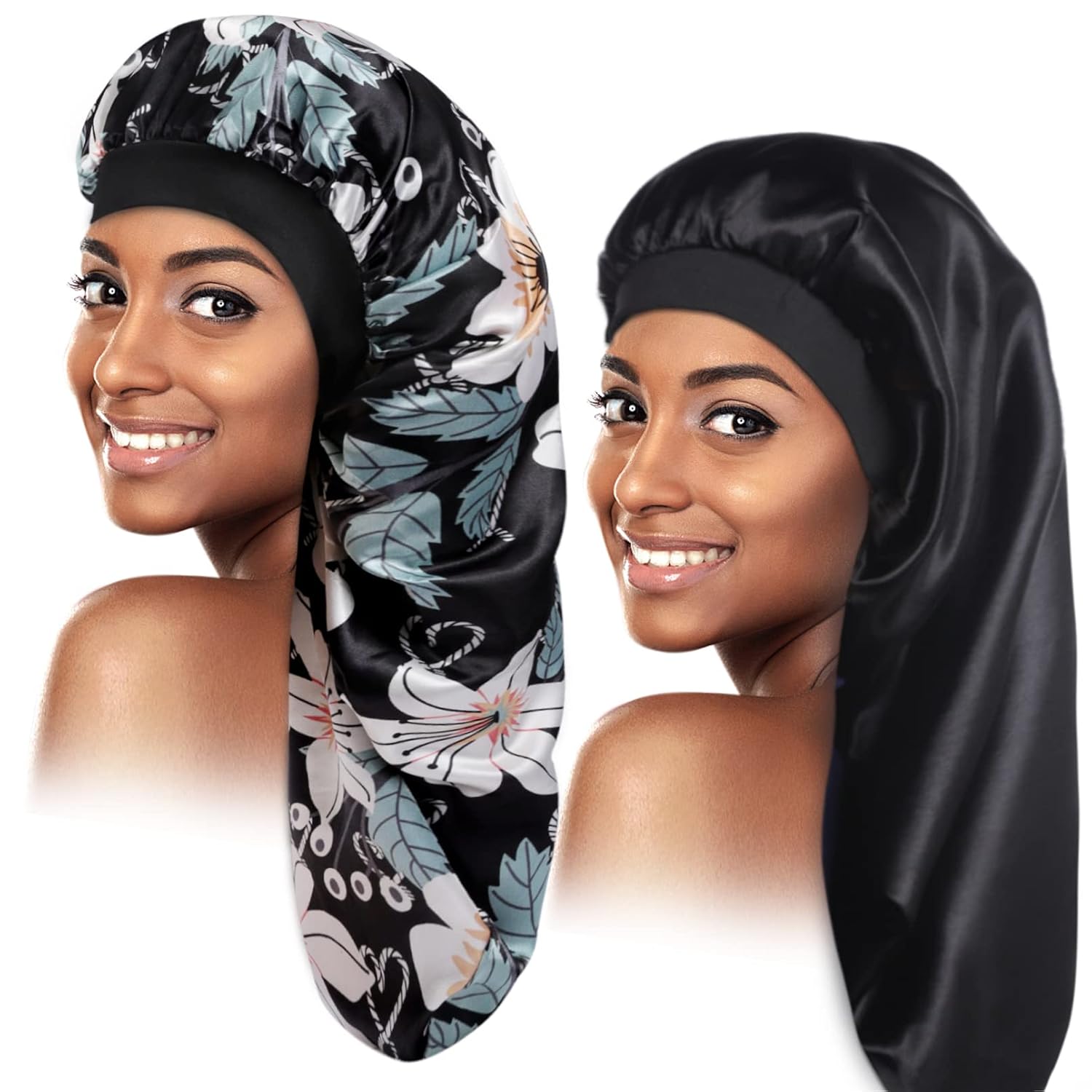 Buy 2 Pcs Satin Bonnet,Long Hair Bonnet 