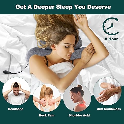 Miniatura 7 de Hotodeal Almohada cervical para el cuello, almohadas de espuma viscoelástica para aliviar el dolor de cuello, almohada cervical ajustable con tubo