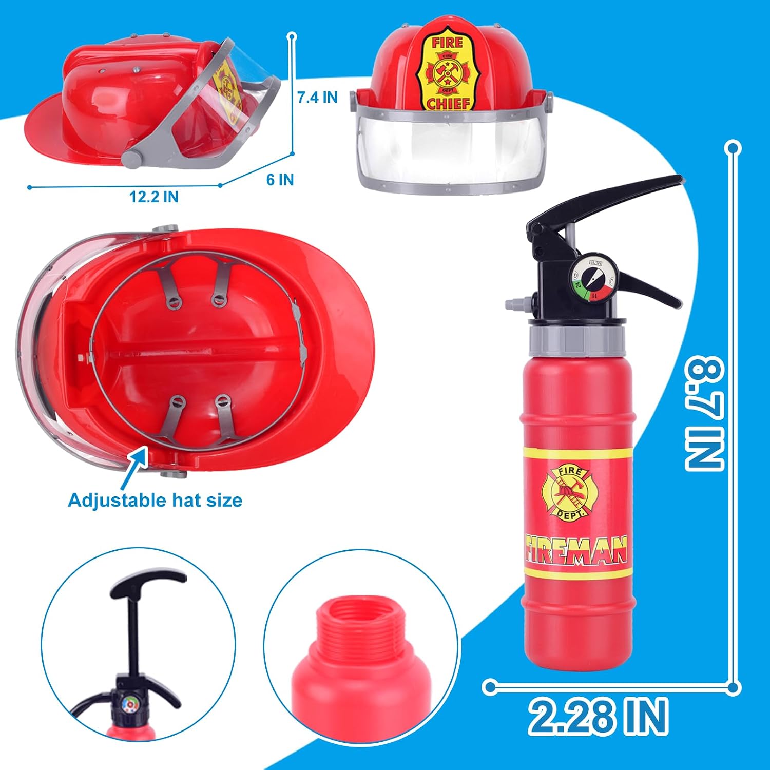 Firefighter Costume for Kids, Pretend Fire Chief Outfit with Working Megaphone, Role Play Dress Up Clothes for Halloween