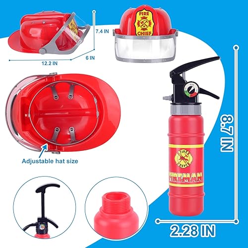Miniatura 6 de Disfraz de bombero de 10 piezas incluye casco para niños, bombero de simulación de juego de roles para niños, niños y niñas, traje de jefe de