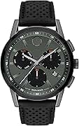 Movado Museum Sport Men's Luxury Chronograph Watch - Swiss Quartz Movement, Calfskin Strap, Water Resistance 30 Meters (3ATM) - Stylish Sports Timepiece - Gift for Him - 43mm