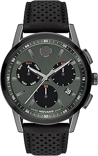 Museum Sport Men's Luxury Chronograph Watch - Swiss Quartz Movement, Calfskin Strap, Water Resistance 30 Meters (3ATM) - Stylish Sports Timepiece - Gift for Him - 43mm