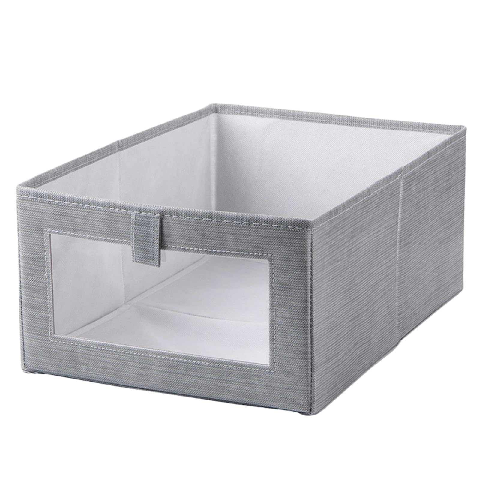 Caja organizadora de almacenamiento de tela gris para ropa y armarios