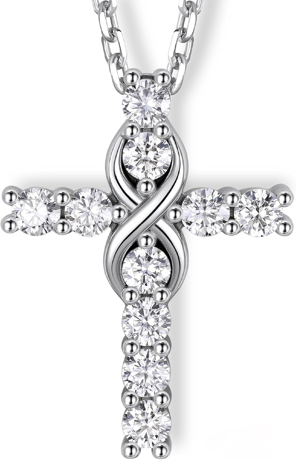 MomentWish Cross Necklace for Women, Christian Gifts for Her, Moissanite Cross Pendant, 925 Sterling Silver Necklaces Religious Anniversary Birthday Gifts for Women-