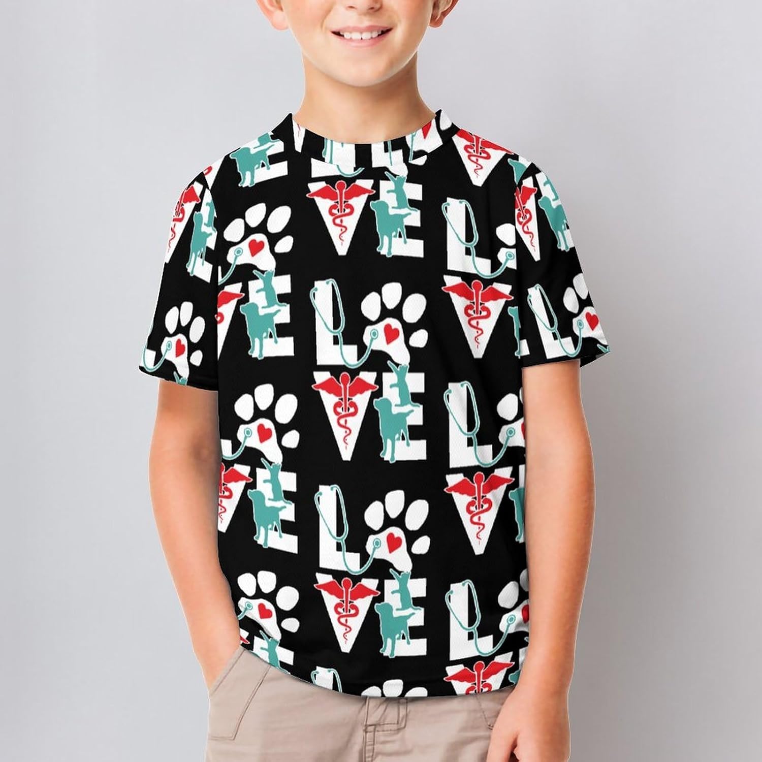 Veterinarian Love Cat and Dog Veterinary T Shirt for Boy Girl Top Short Sleeve T-Shirt Graphic Tee