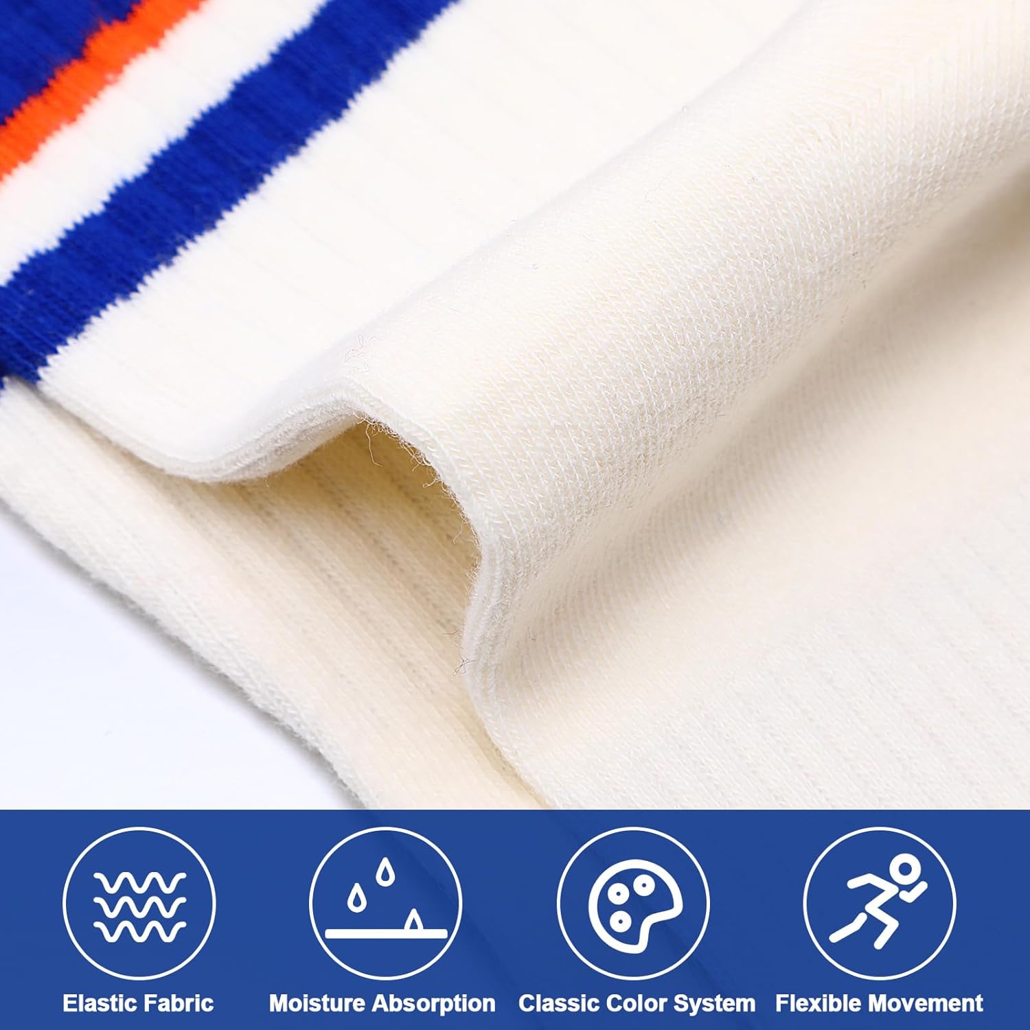 5 Pairs Retro Striped Crew Socks Athletic Cotton Breathable Socks for Women - Image 4