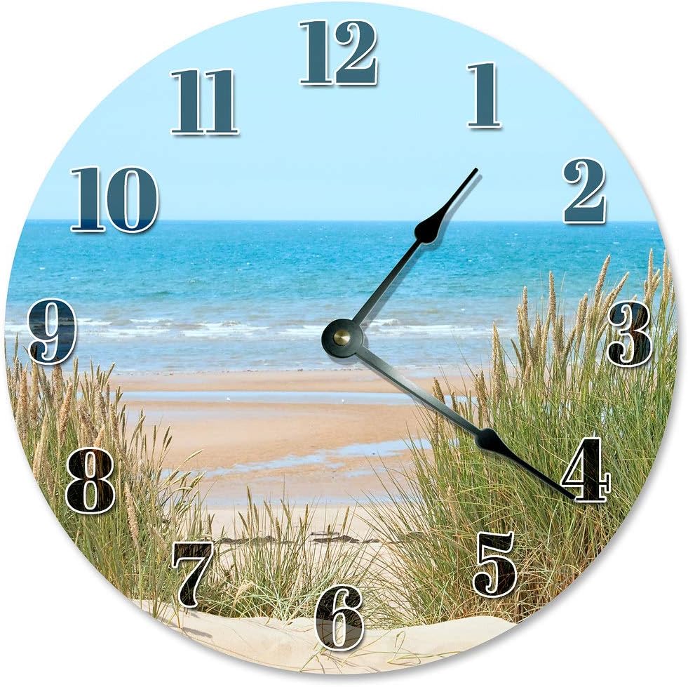 Beach Dunes Clock Large 10.5" Wall Clock Decorative Round Circle Clock Home Decor Beach Decor, Beach Clock