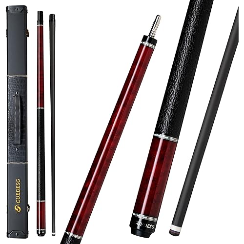 Carbon Fiber Pool Cue Stick 10.5mm/11.8mm/12.5mm,Low Deflection Pool Stick with Rare Wood Butt,Professional Cue Stick with Box Case