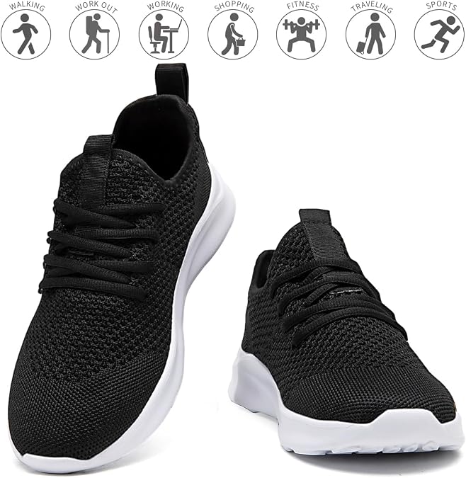 Men's Running Walking Shoes Sneakers Tennis Fitness Athletic Shoes Non Slip On Sports Casual Workout Shoe Lightweight Comfortable Gym Fashion Breathable Mesh Trainer
