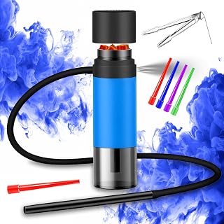 Car Cup Holder Hookah - Portable Travel Shisha Set with Compact Design,5 Tips, Silicone Hose & Dual Bowls for On-The-Go Use (Blue)