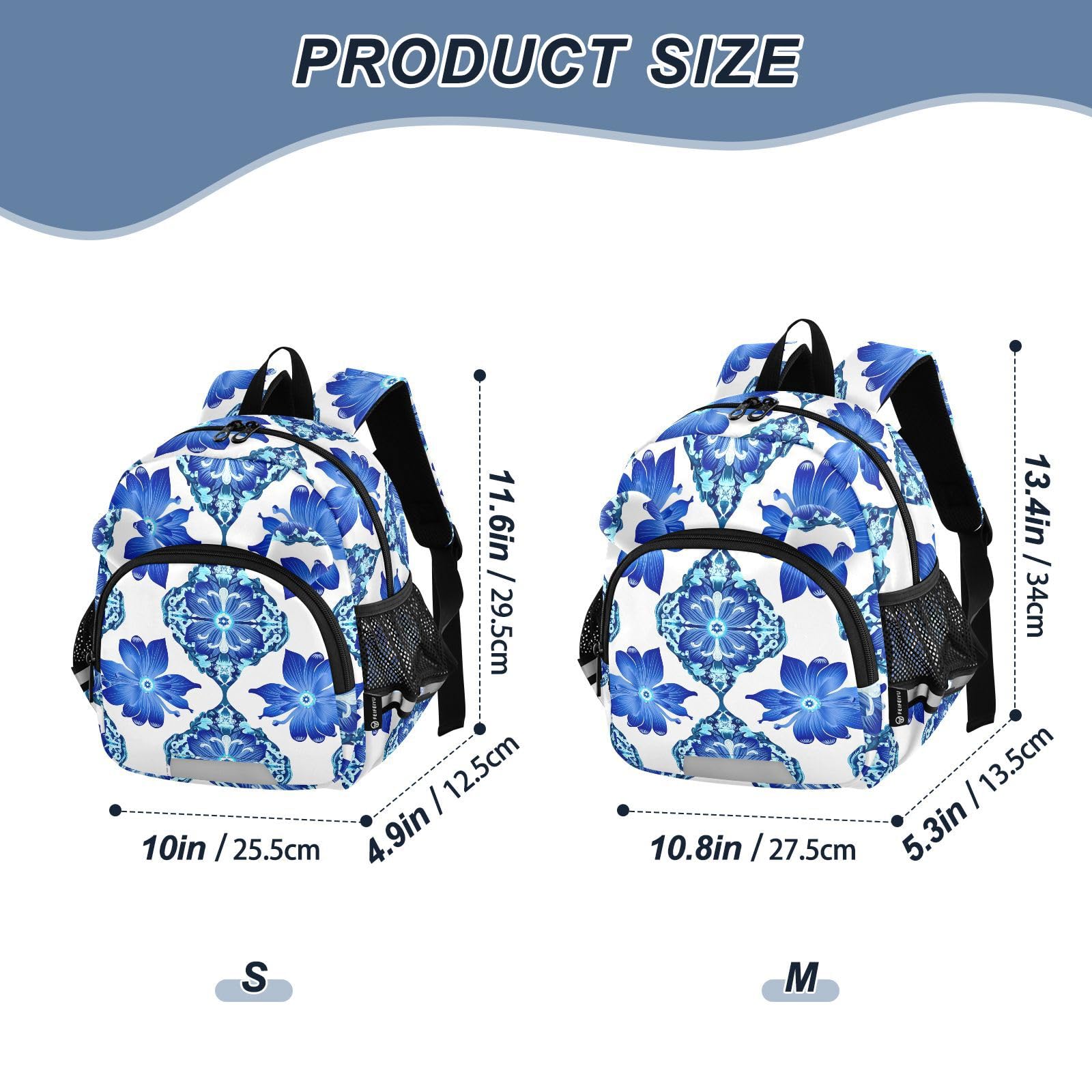 Floral Tile Ornament Toddler Harness Backpack for Boys Girls 3-6 Years Kids Backpack with Anti Lost Safety Leash Baby Harness Bookbag for Preschool Walking Travel