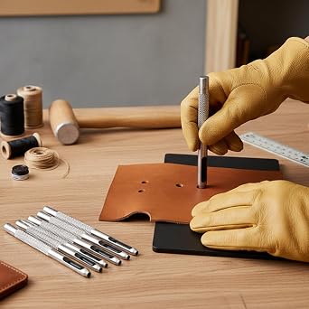 8 Pcs Hollow Leather Hole Punch Set Round Hole Punch Set Metal Hollow Holes Punching Professional Leather Punch Tool for Belts Watch Bands Canvas Paper Gasket & Plastics