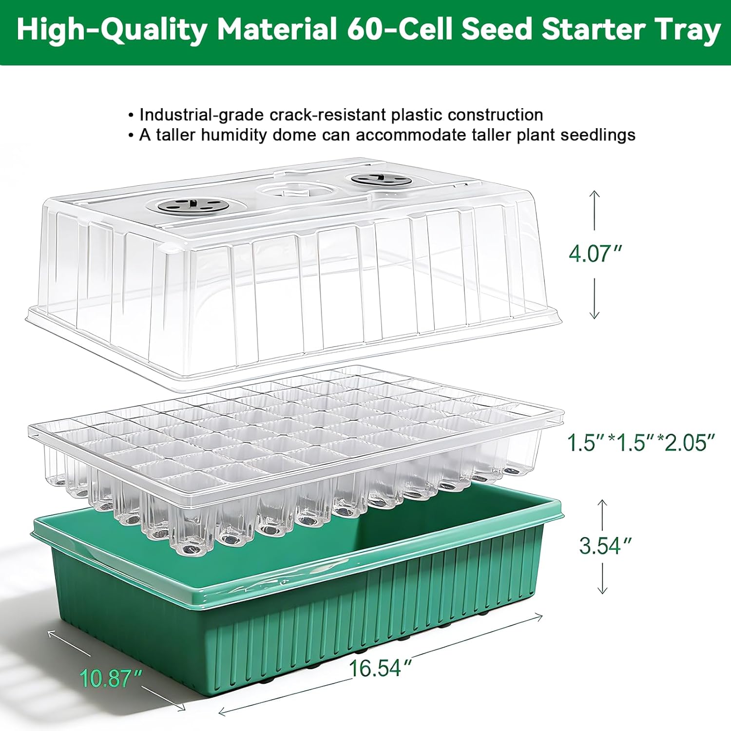 Self-Watering Seed Starter Tray with Grow Light,60-Cell Seed Starter Kit with Humidity Dome,Seed Germination Kit,User-Friendly Plant Germination Trays for Indoor Plants