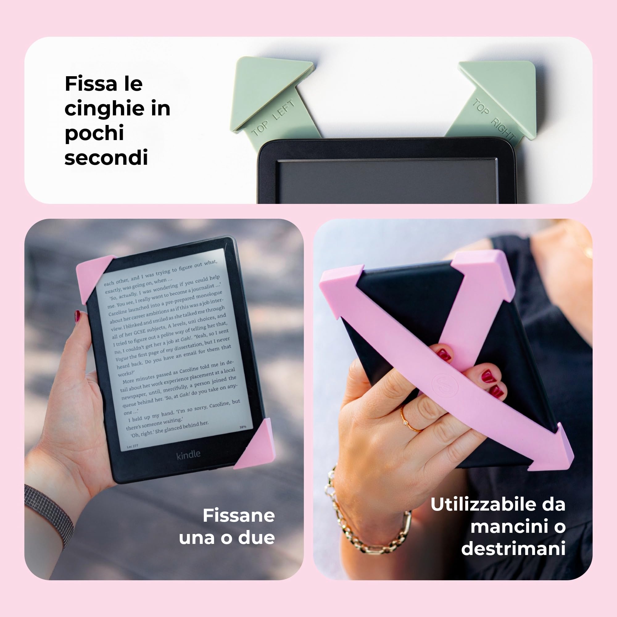Strapsicle Cinturino per Kindle Paperwhite Gen 11/12 (6,8"/7") & Kobo - Confezione 2 - Grande - Blu Bondi