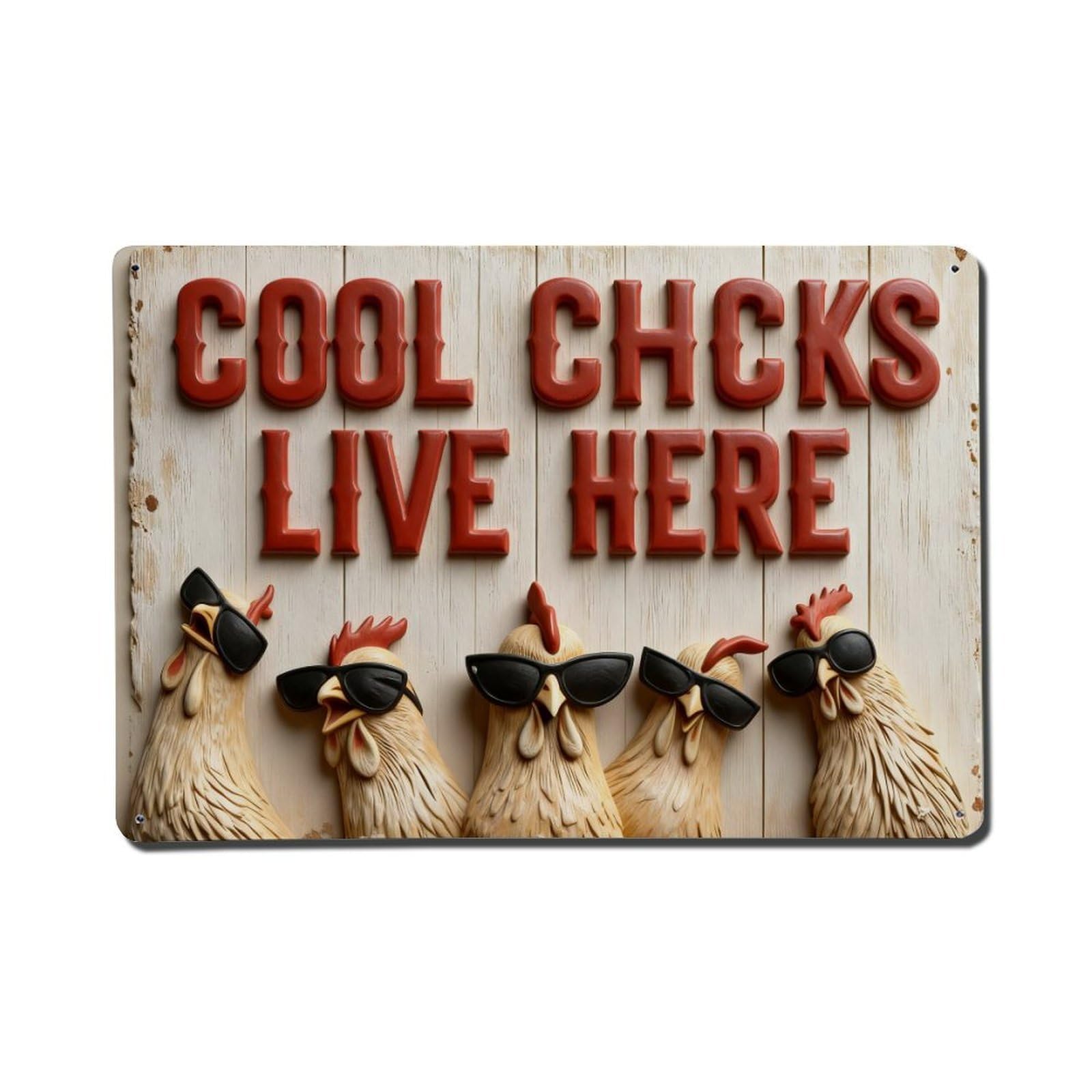 Cool Chicks Live Here Metal Tin Sign Plaque