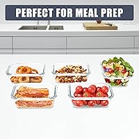 Vista 8 de Paquete de 6 recipientes pequeños de vidrio de 12 onzas para preparación de comidas, recipientes de vidrio para almacenamiento de alimentos