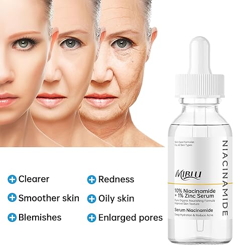 Miniatura 5 de Suero de niacinamida para cara, 1.0 fl oz1 onza líquida de suero facial de niacinamida para mujeres, 10% de niacinamida + 1% de zinc suero para el