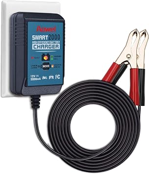 Aowel Smart Battery Charger, 12V 2A Fully Automatic Trickle Charger & Maintainer for Car, Lawn Mower, ATV, Motorcycle, Boat, Marine