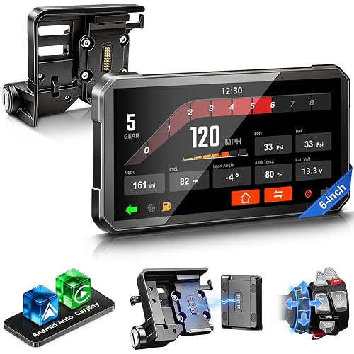 LBW 6" Motorcycle CarPlay GPS Navigation Fit for BMW with Wonder Wheel, Wireless Bluetooth, 1200 Nits Waterproof HD Touch Screen, Plug&Play, Support Voice Control, TPMS/Light Sensor/Siri, Android Auto