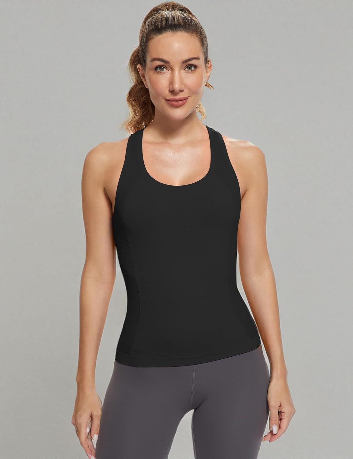 MathCat Workout Tops for Women Racerback Tank Tops Seamless Running Tank Tops Muscle Tank - Image 7