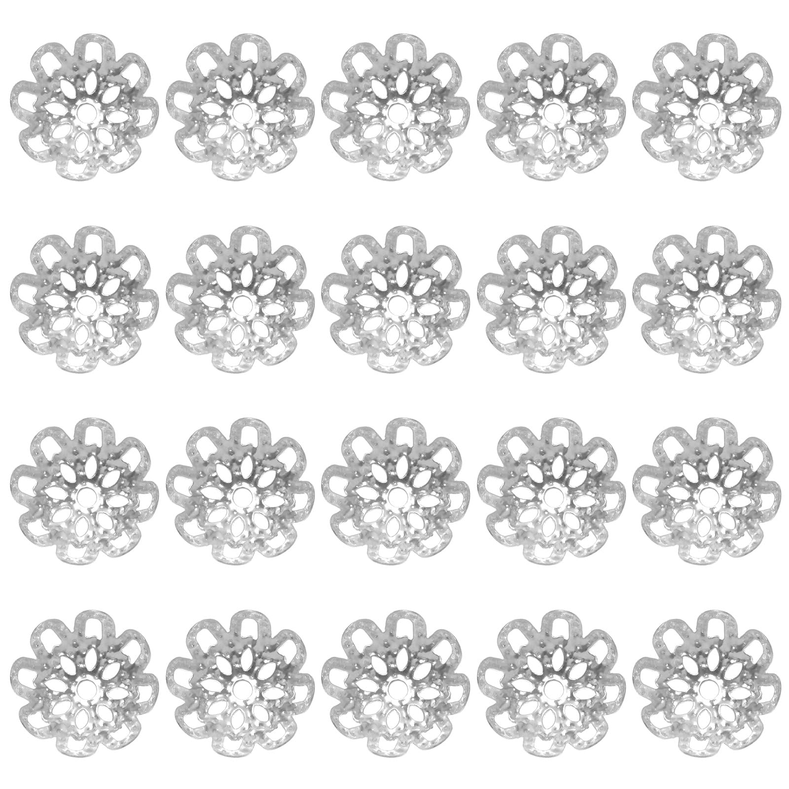 500PCS Fiore Bead Caps 10Mm Metallo Hollow Spacer Bead Caps Per Collana Bracciale Orecchino Fai Da Te Gioielli Fare Accessori Tono Argento-image