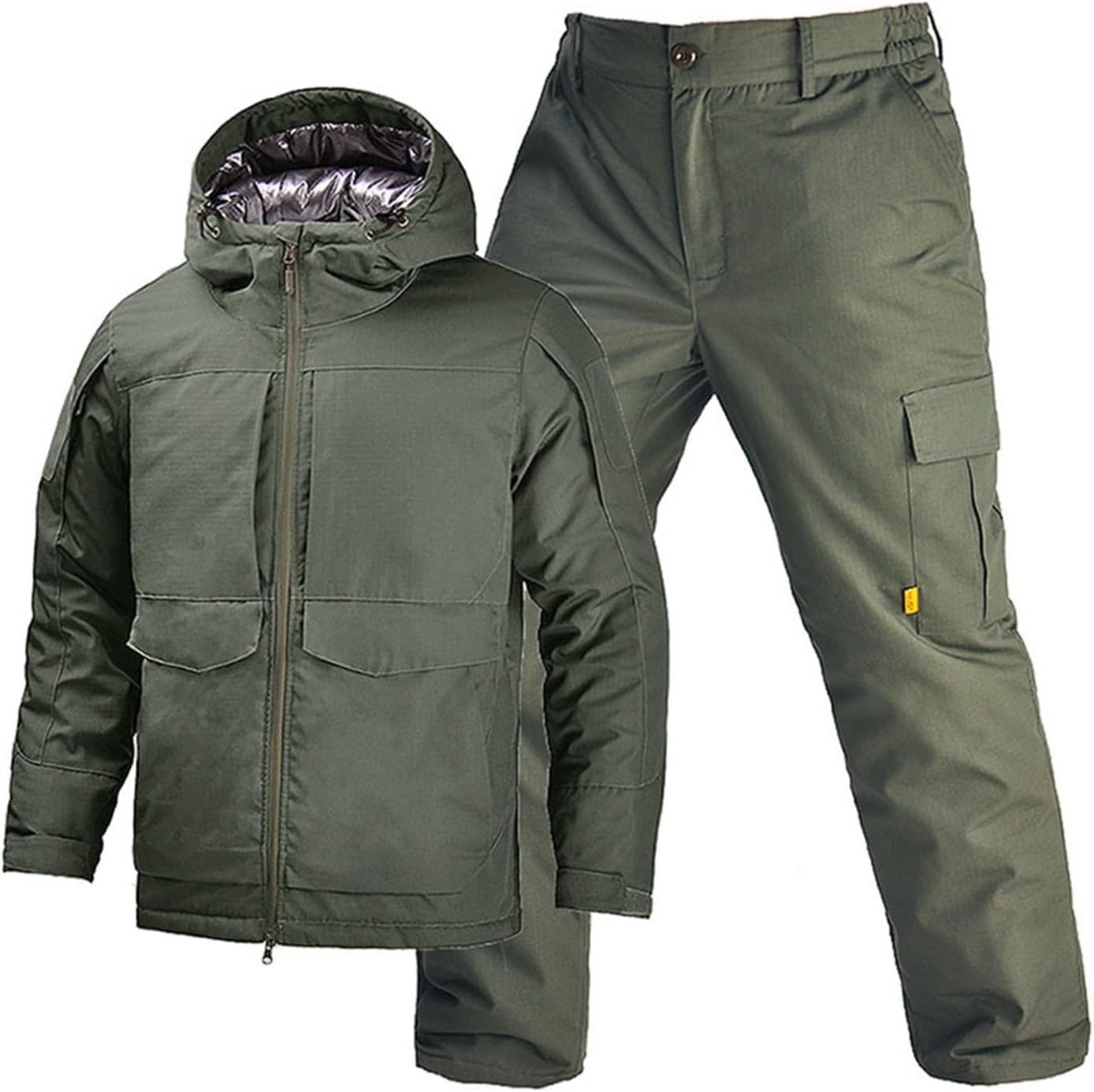 Wygwlg Outdoor Adventures Jacket and Pants Set, Windproof Warm Wear-Resisting Hooded Ski Suit 2-Piece Ski Suits Set for Men