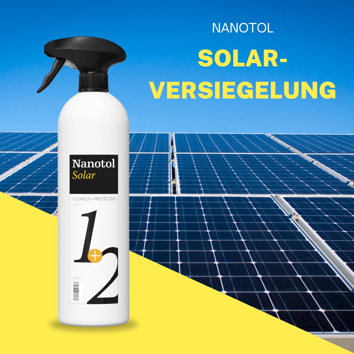 Detergente e sigillante Nanotol per impianti fotovoltaici e solari con effetto antisporco di lunga durata