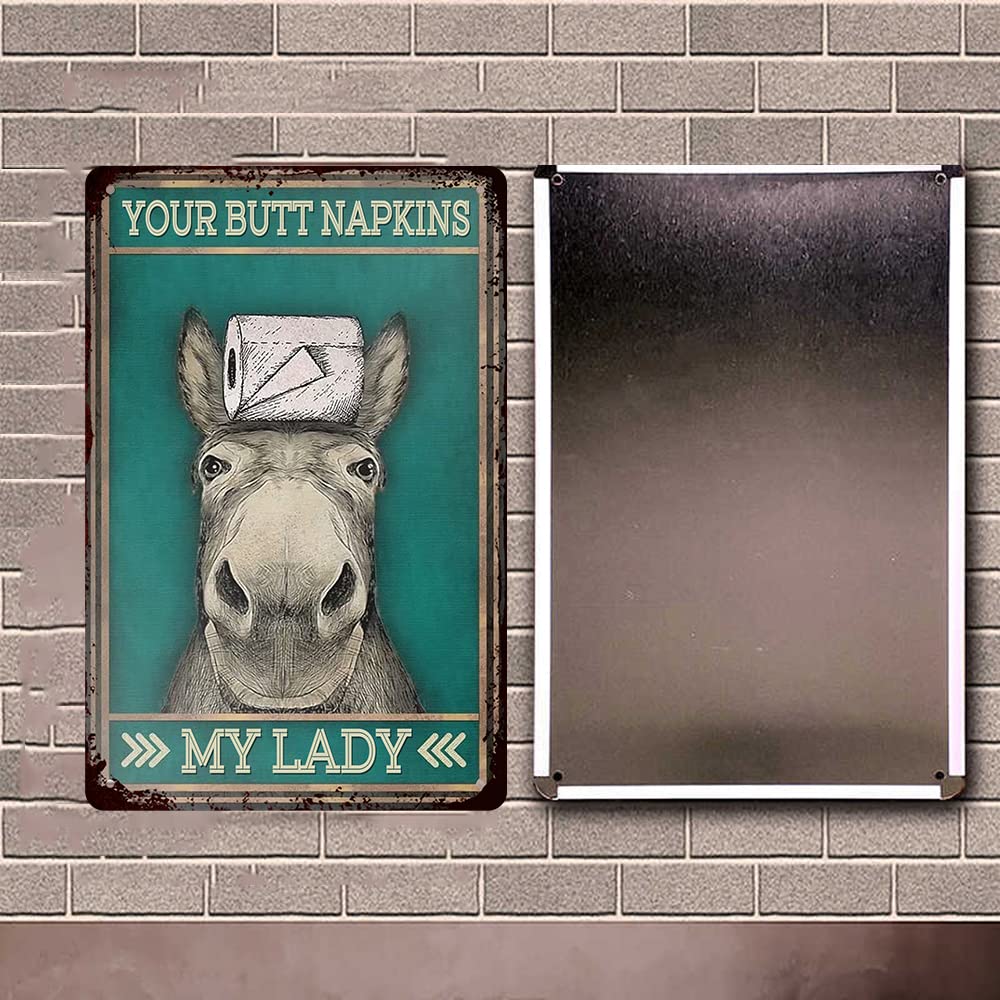 Funny Donkey Tin Sign - 12x8 Inch Vintage Metal Wall Decor For Bar, Kitchen, Garage