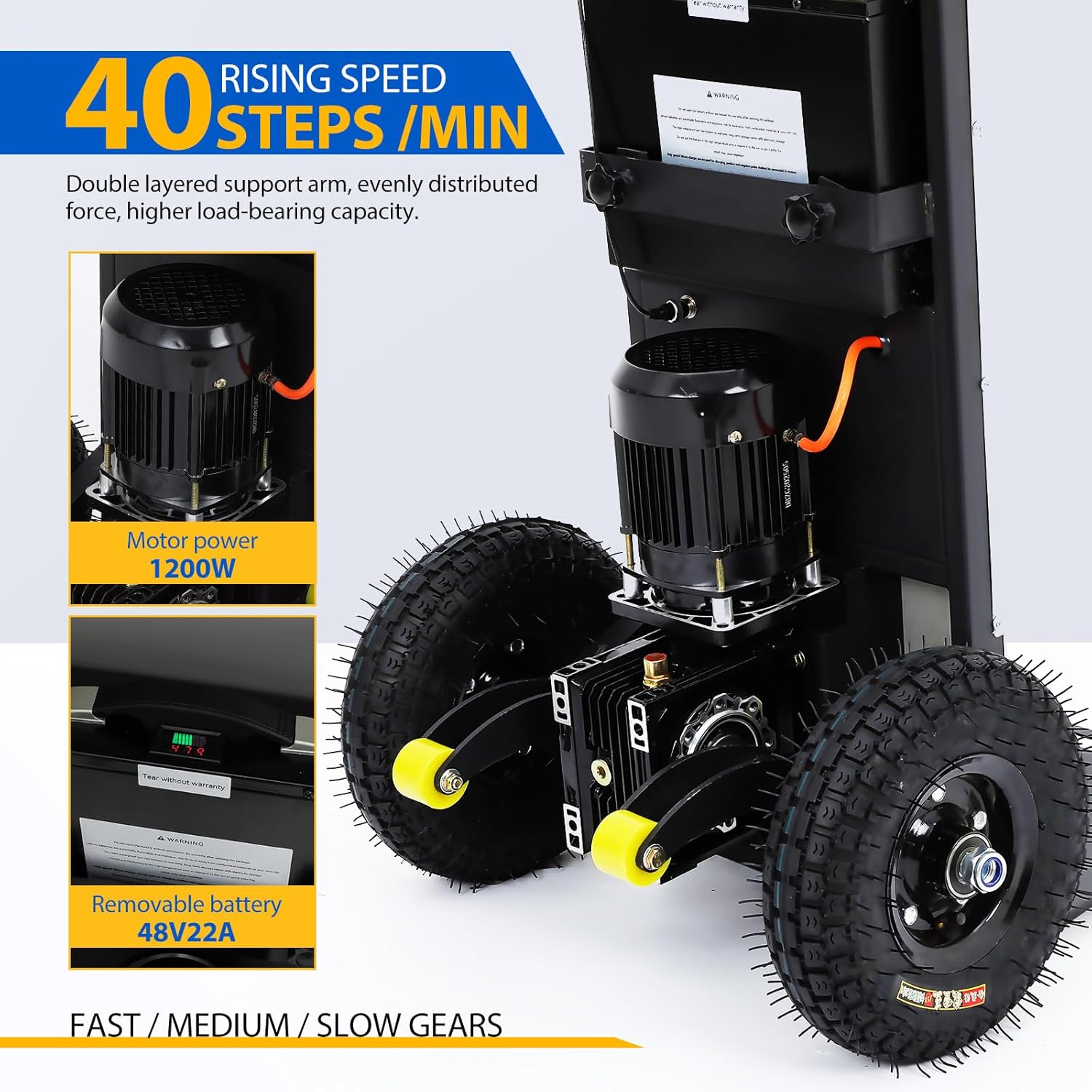 1200W Electric Stair Climbing, 900LBS Stair Climbing Cart with Screw Pack & Wrench, Folding Stair Climber Hand Truck for Stairs, Heavy Duty Stair Climber for Moving Furniture