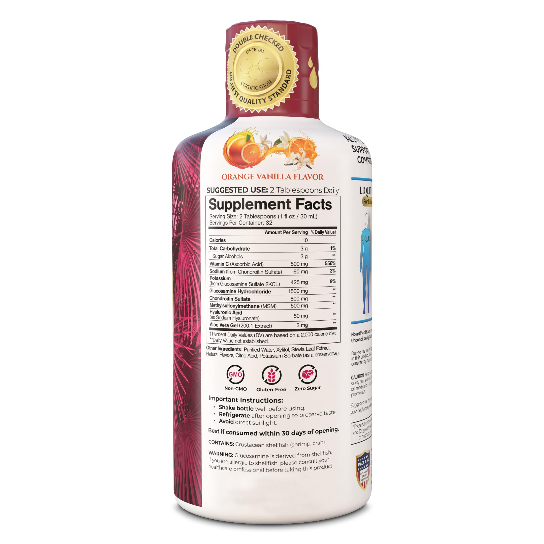 Tropical Oasis Joint Complete Premium - Liquid Joint Supplement with Liquid Glucosamine Sulfate, Chondroitin, MSM & Hyaluronic Acid - 96% Max Absorption– 32oz, 32 serv, 33484 — Amazon image 3
