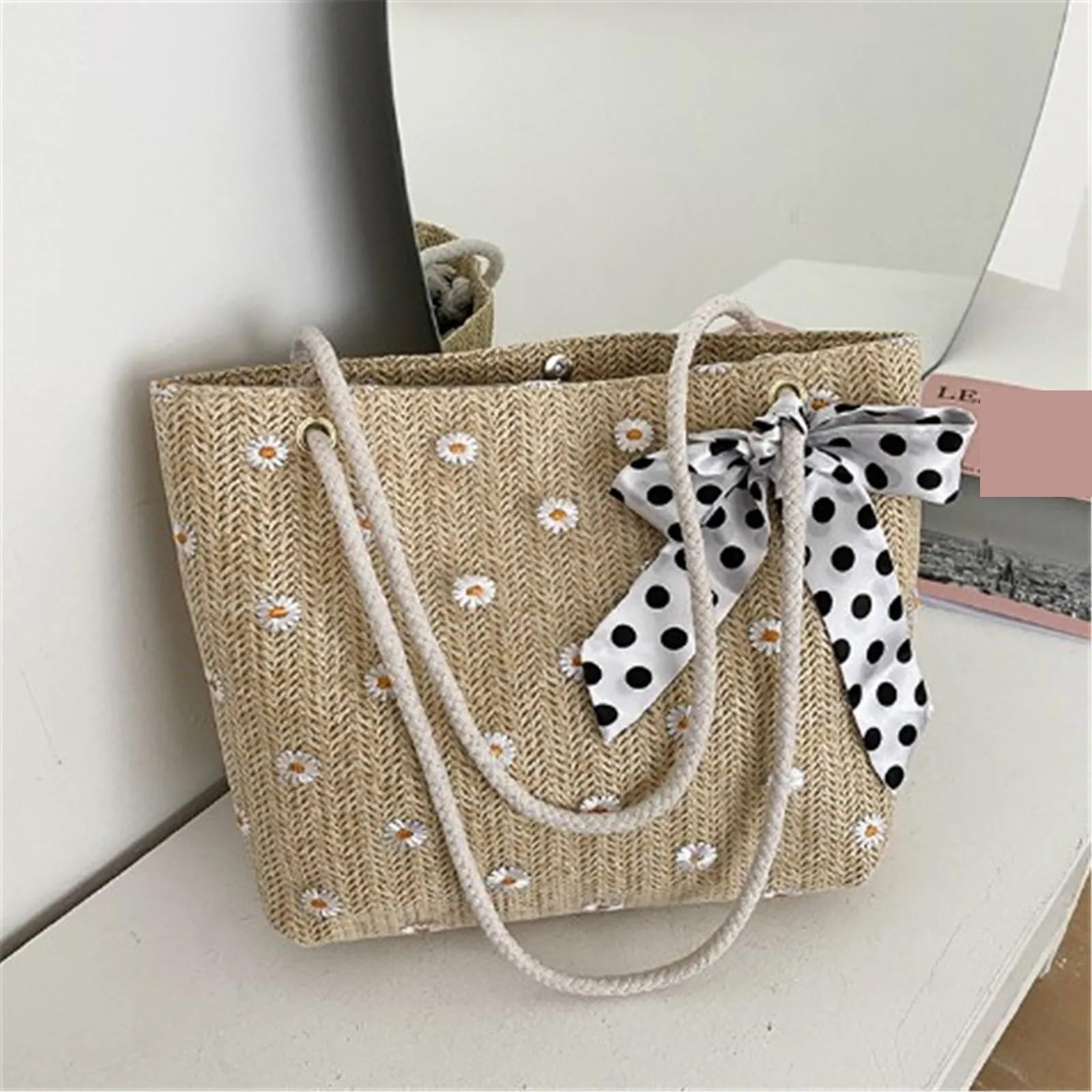 Borsa a tracolla estiva in paglia intrecciata casual in for donna Borse da spiaggia in di grande capacità Borsa da donna