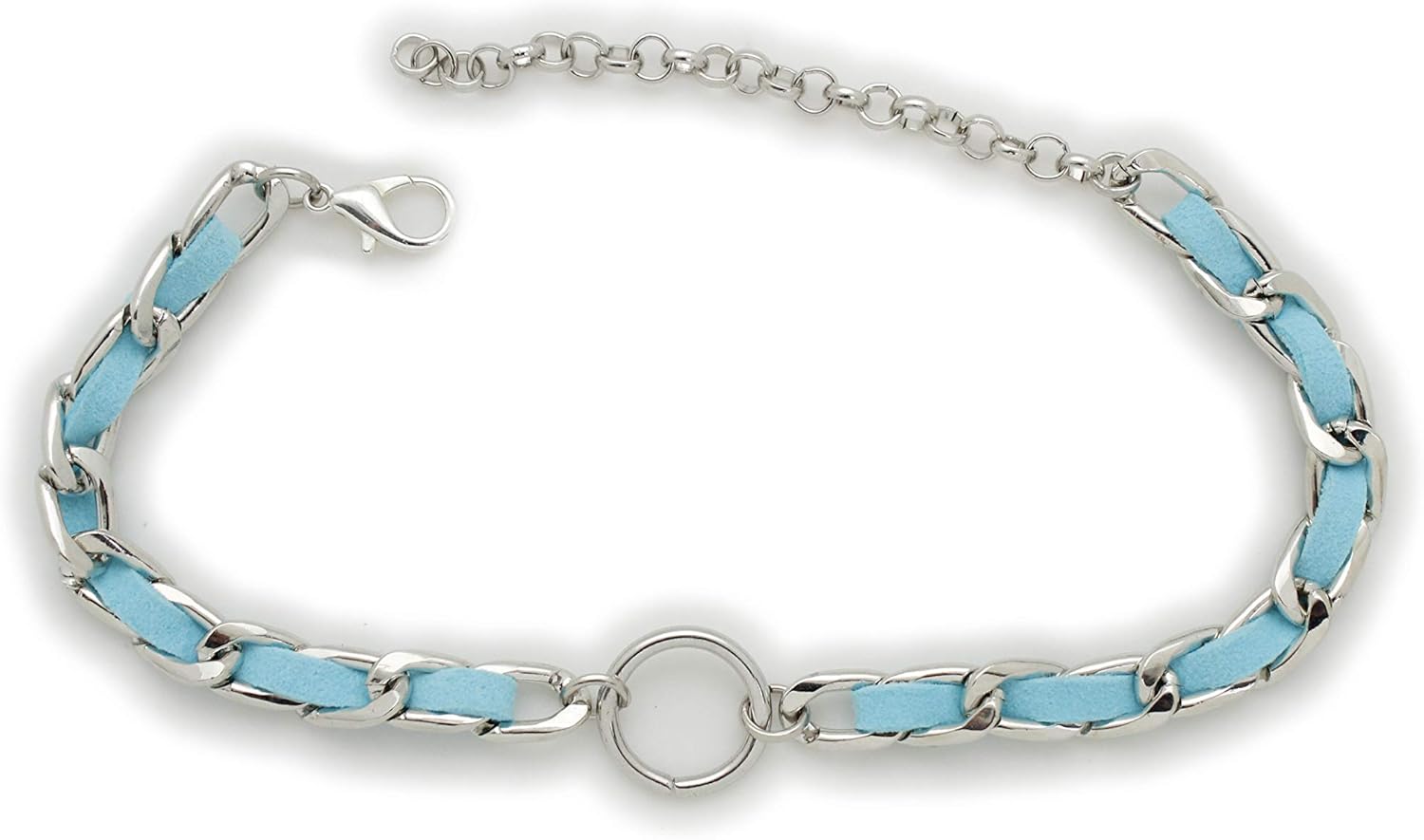 2PCS Women Western Fashion Jewelry Boot Silver Chain Bracelet Shoe Anklet Ring Charm Turquoise Blue Band Handmade In USA BC269