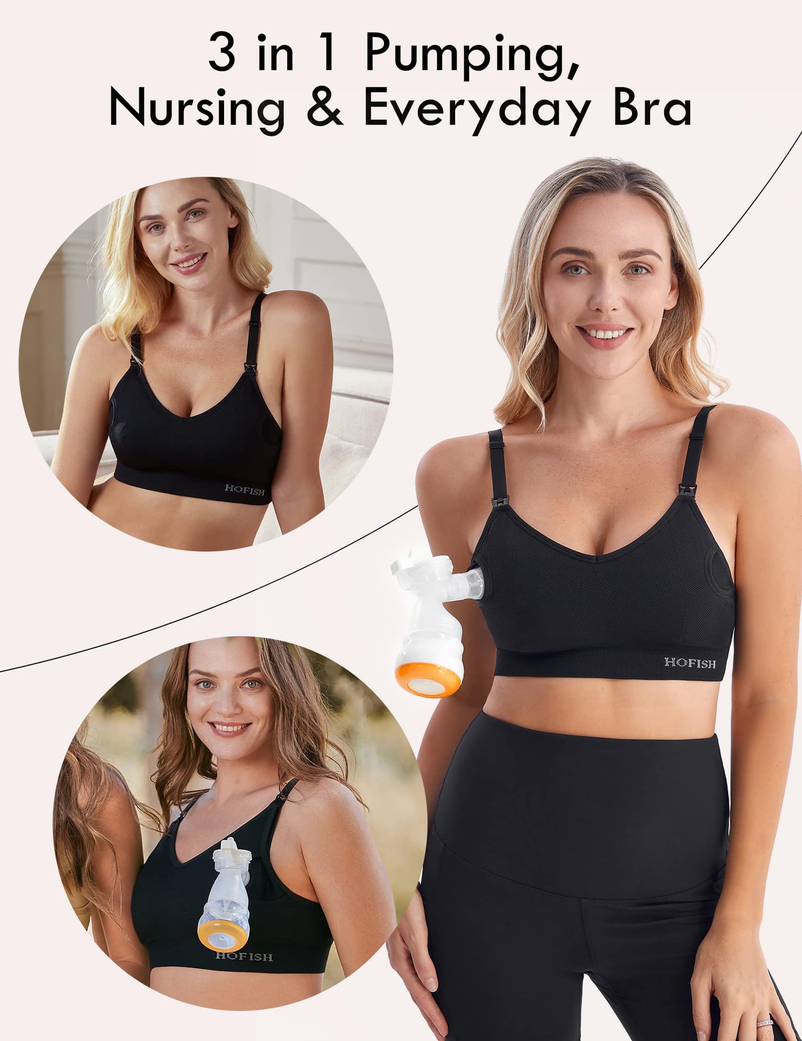 HOFISH Confezione da 3 reggiseni premaman per allattamento al seno da donna, senza cuciture, senza fili, per tutti i giorni per l'allattamento al seno e la gravidanza bralette