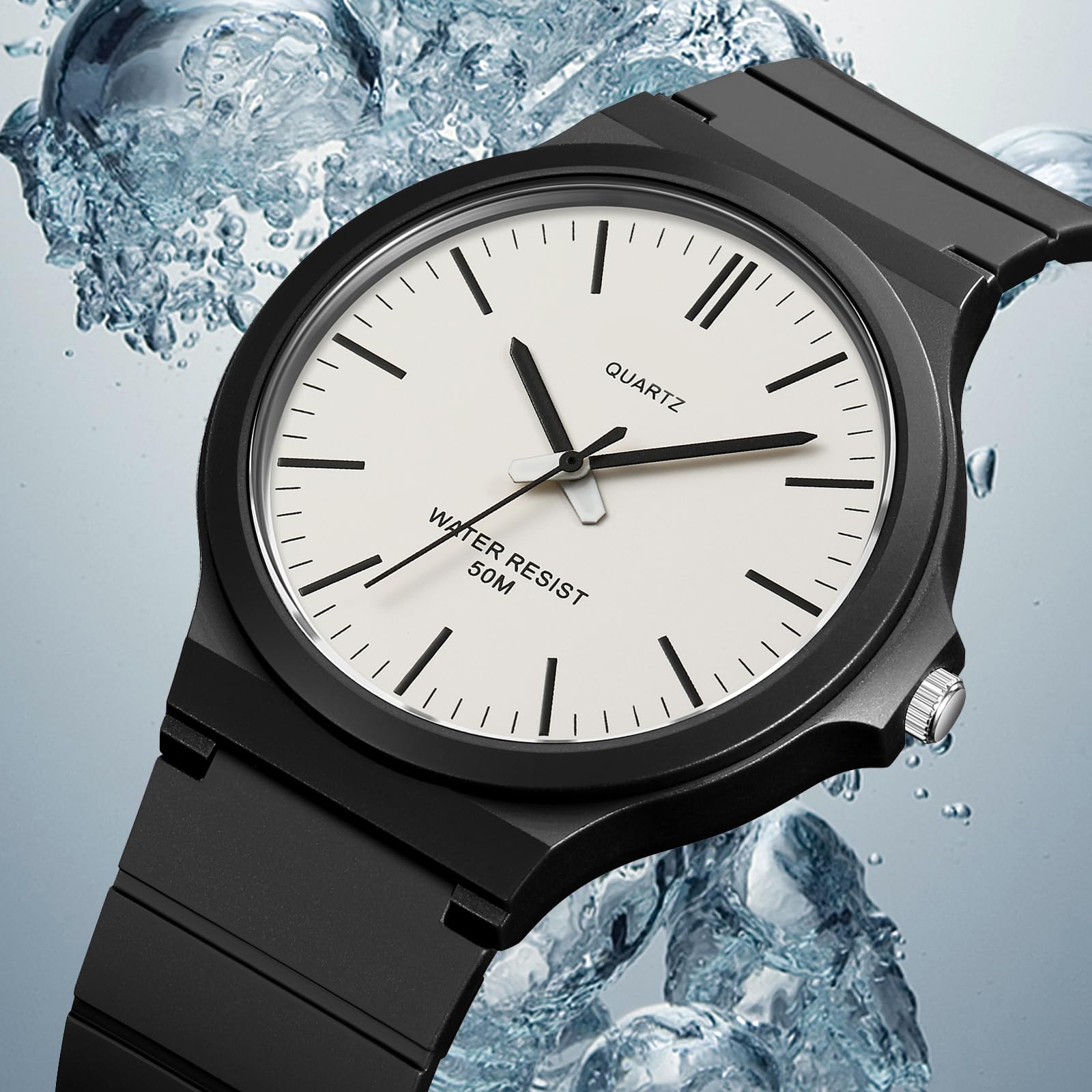 Reloj de pulsera unisex analógico de cuarzo para hombre, minimalista, resistente al agua, 5 ATM, relojes clásicos simples, para hombre, mujer, adolescente, deportivo