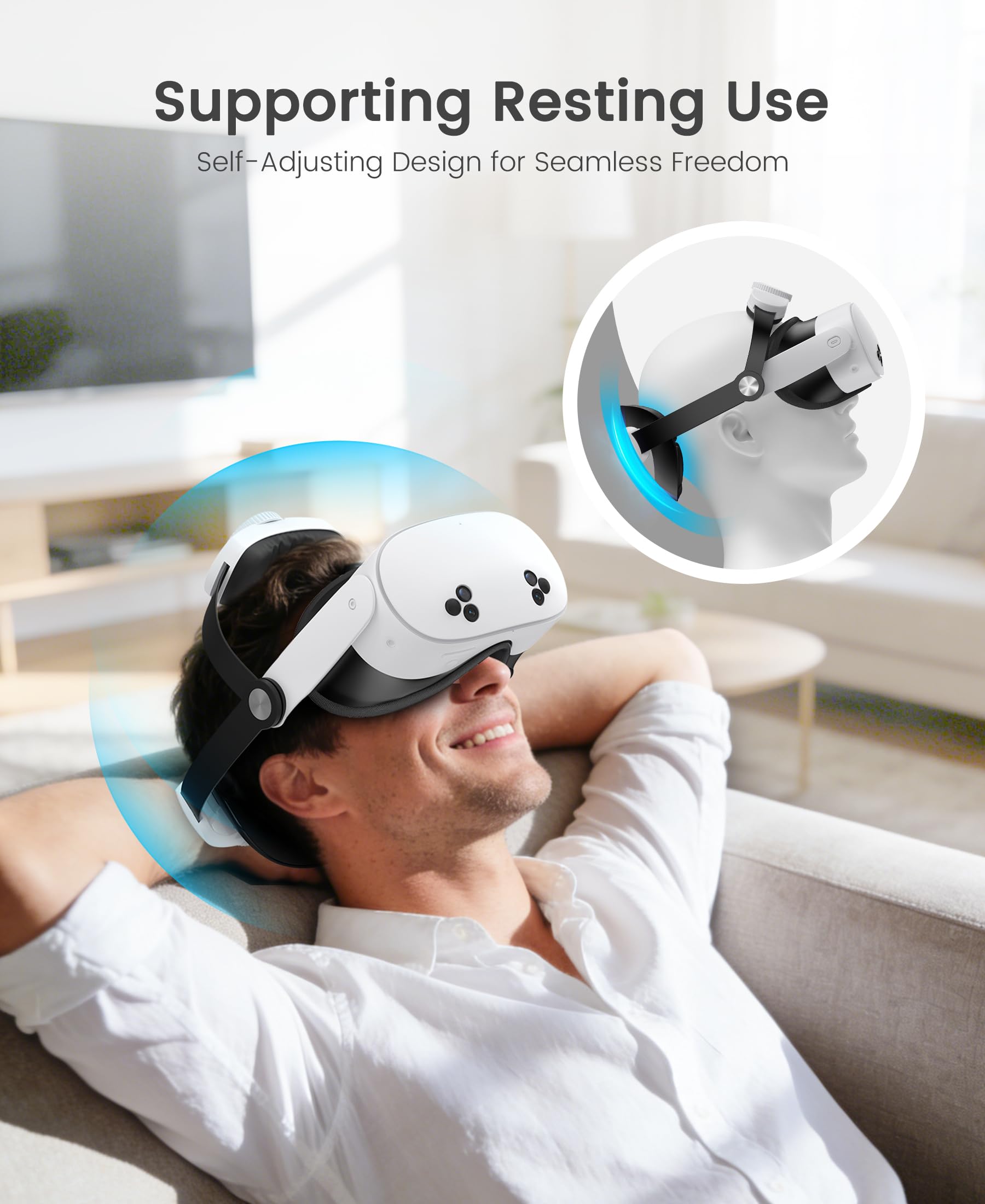 Leichter Headstrap für Meta Quest 3/3S/2, Verstellbarer Strap VR Zubehör Kompatibel mit Quest 3, Reduzieren Gesicht Stress, Verbesserter Support Komfort Verlängern, für Erwachsene und Kinder