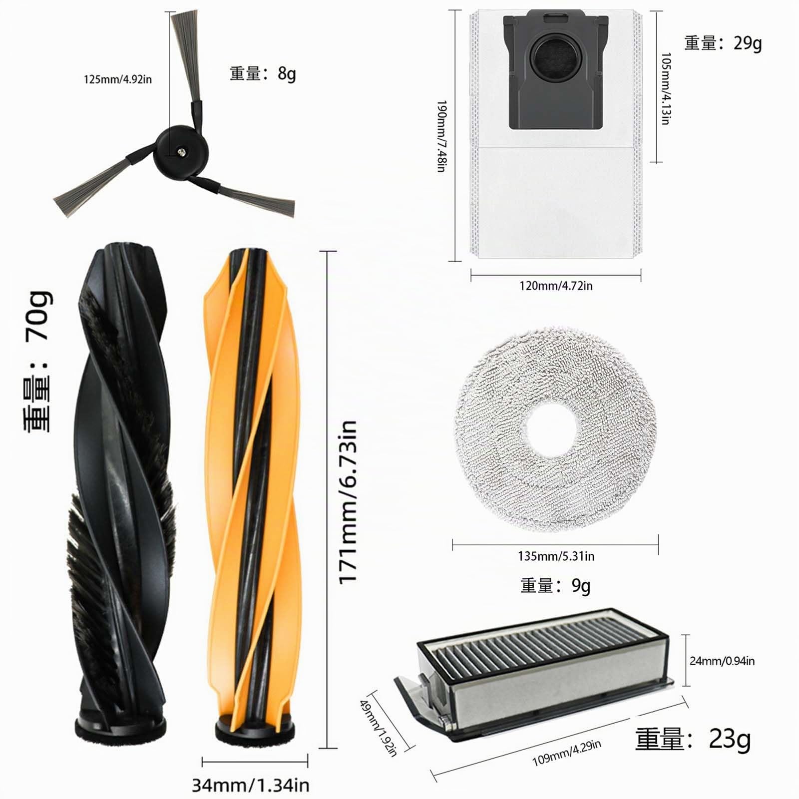 L50s L40s Pro Ultra Accessori Ricambi per Dreame X50 Ultra Complete/ L40s Pro Ultra/ L50s Pro Ultra/ L50 Pro Ultra/ X50 Master/Mova V50 Ultra Accessori Spazzola Principale Filtri Sacchetti Panni Mop