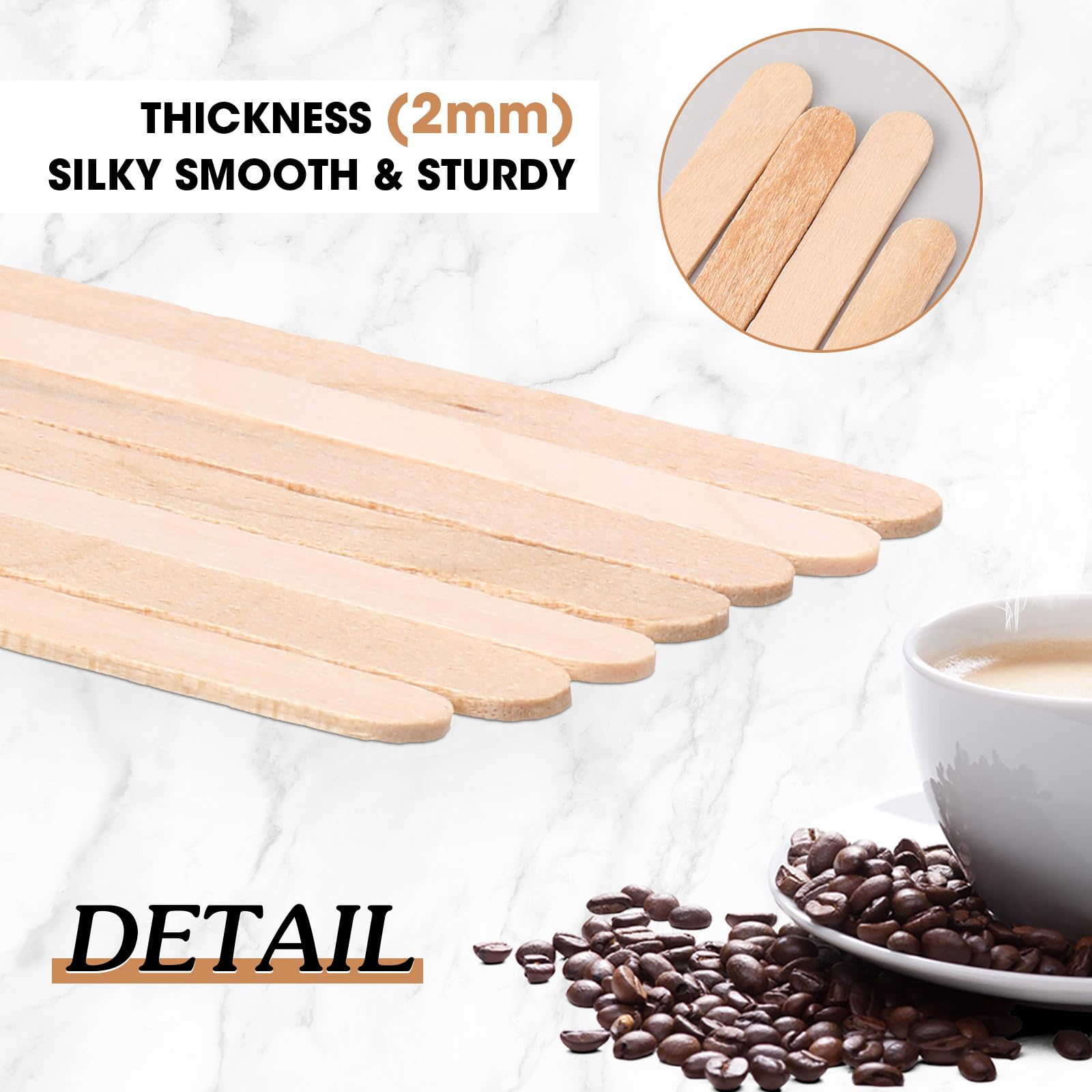 Meanplan 4000 Pack Birch Wood Coffee Stir Sticks 5.5 Inch Disposable Wooden Coffee Stirrers Bulk Long Tea Stirring Stick Round End Swizzle Beverage Mixer for Cocktail Hot Chocolate Drink Summer