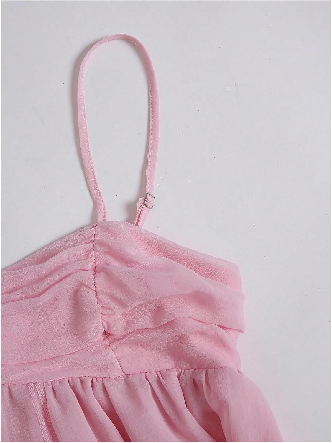 Verdusa Women's Y2K Tiered Layered Slit Chiffon Camisole Tops Flowy Babydoll Tops with Scarf - Image 4