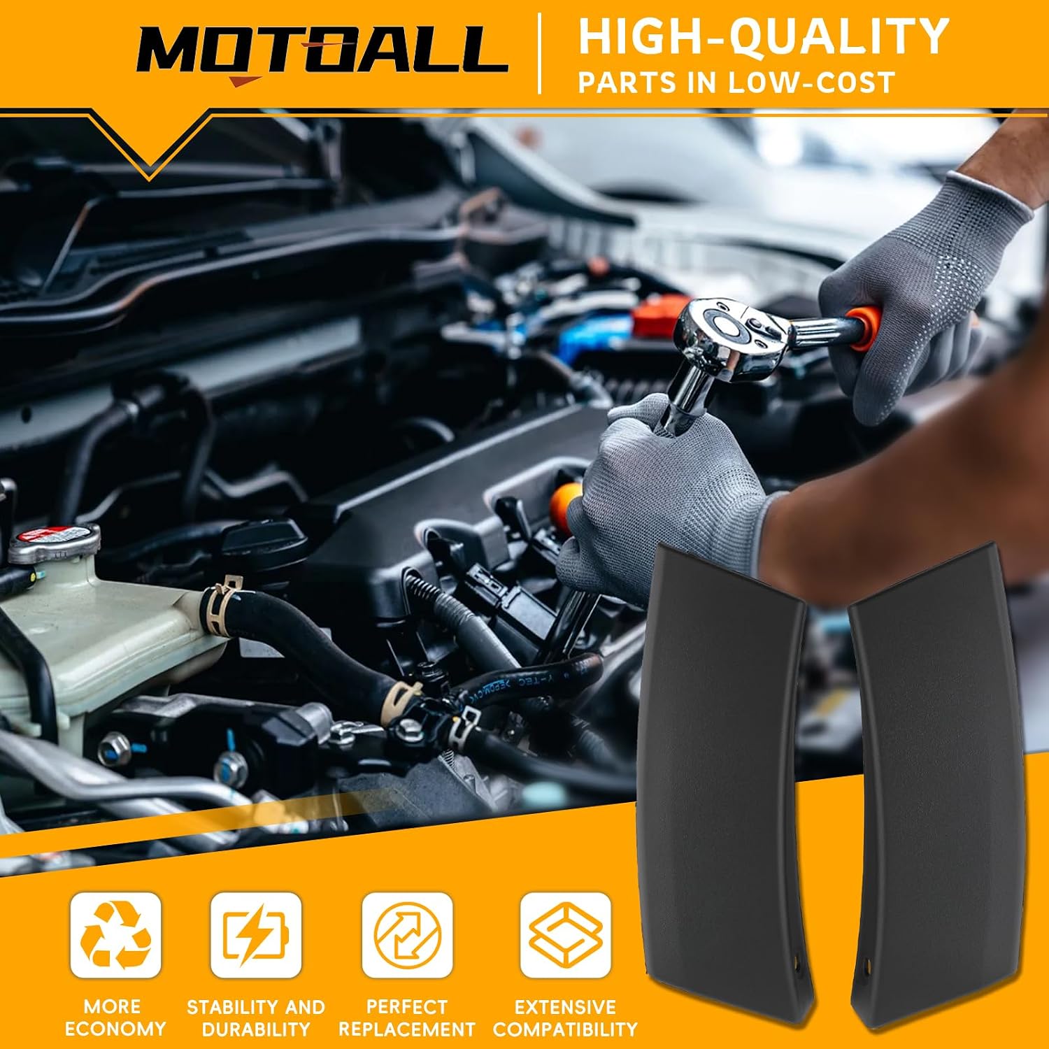 MOTOALL Rear Bumper Extension Molding Trim Left and Right Side 52162-0R030 Fit for Toyota RAV4 2016-2018 Replaces 52161-0R030