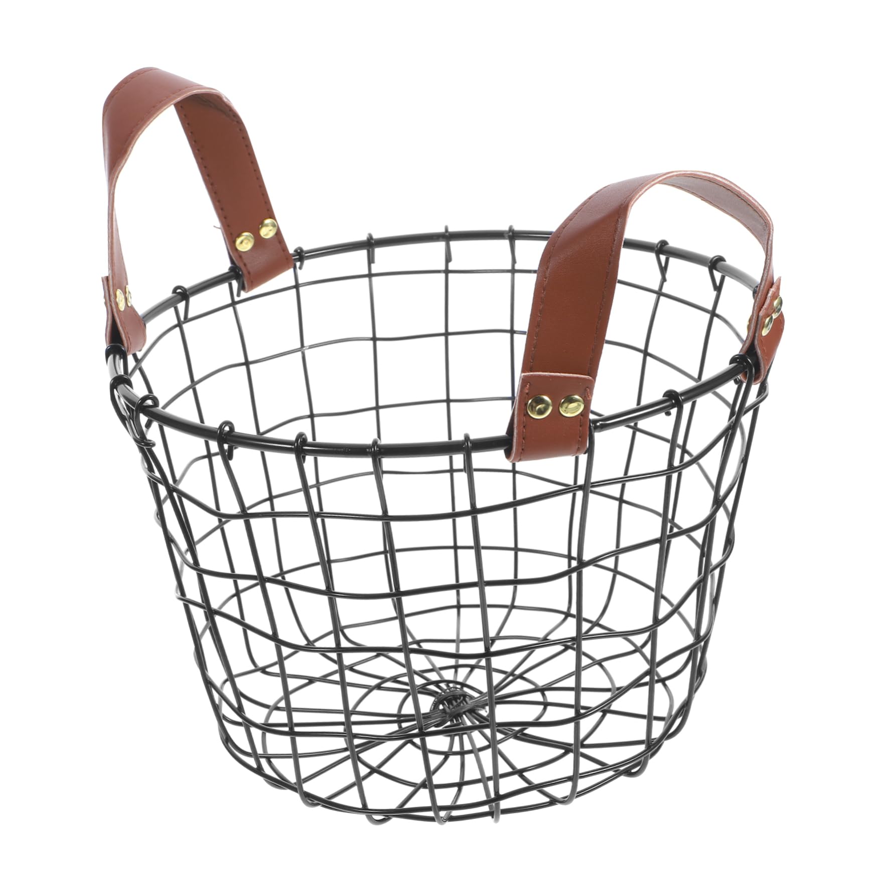 Panier à bûches rond Mobestech en fer noir avec poignée portable pour bois