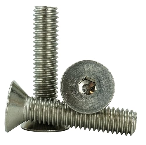 Acero inoxidable 38-16 x 1-34" (34" a 3" disponible) Tornillos de cabeza plana, rosca completa, accionamiento hexagonal, acero inoxidable 18-8,