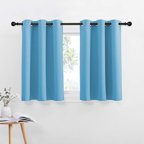 NICETOWN teal blue thermal blackout curtains, grommet top
