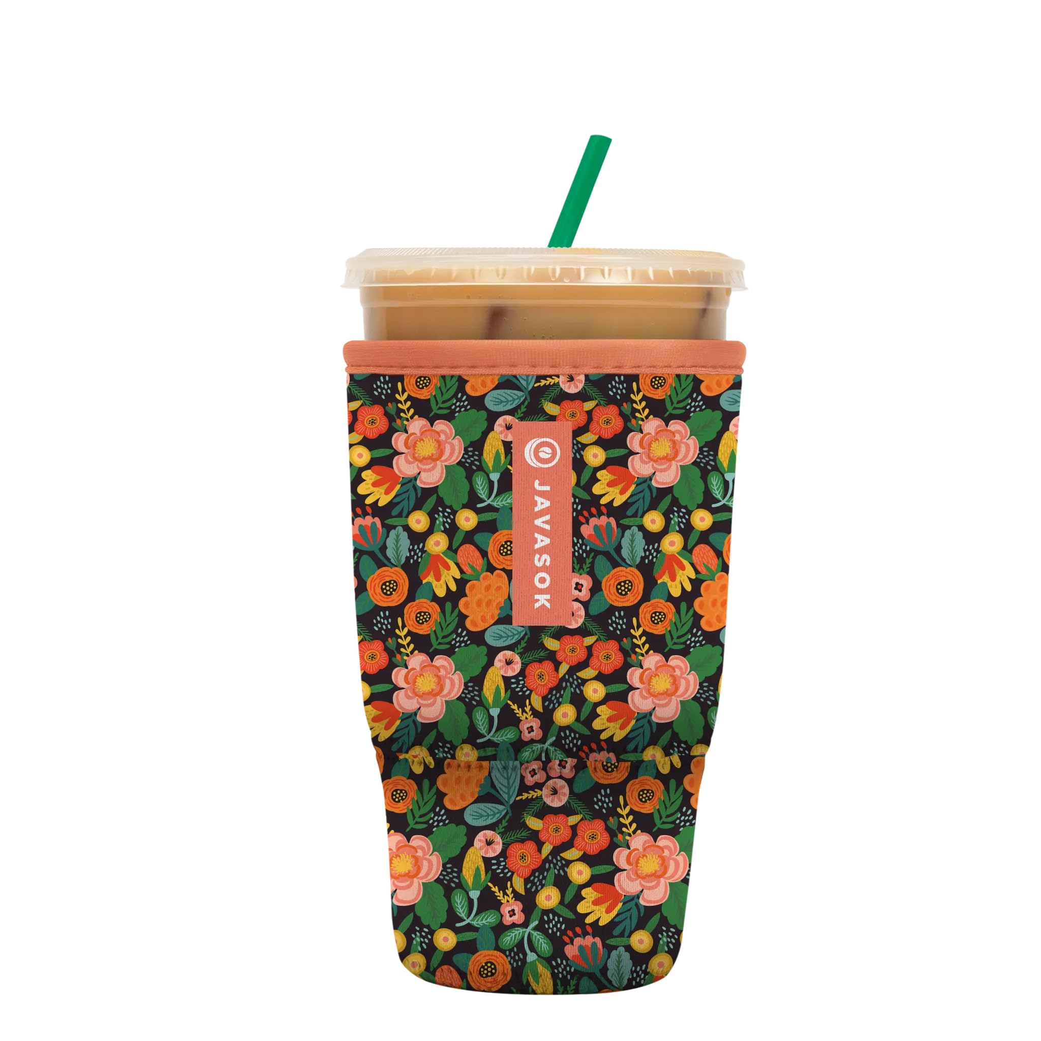 Sok It JavaSok Iced Coffee &amp; Cold Soda Insulated Neoprene Cup Sleeve (Floral Affair, Large: 30-32oz)