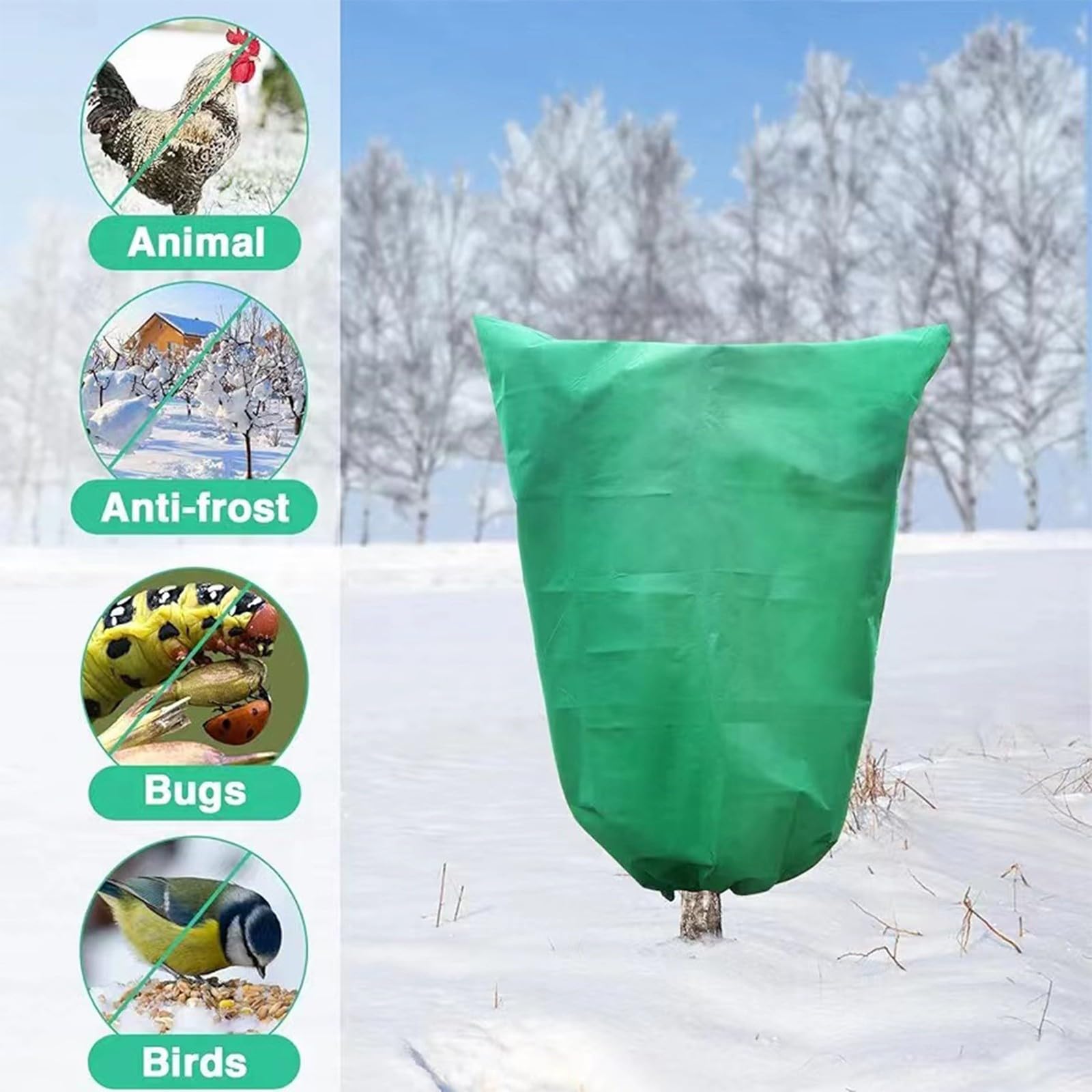 pflanzenschutz winter Copertura traspirante per la protezione dalla pioggia e dalla neve delle piantine di piante verdi da esterno in tessuto non tessuto isolante termico(Color:39.3*47in,Size:5PCS)