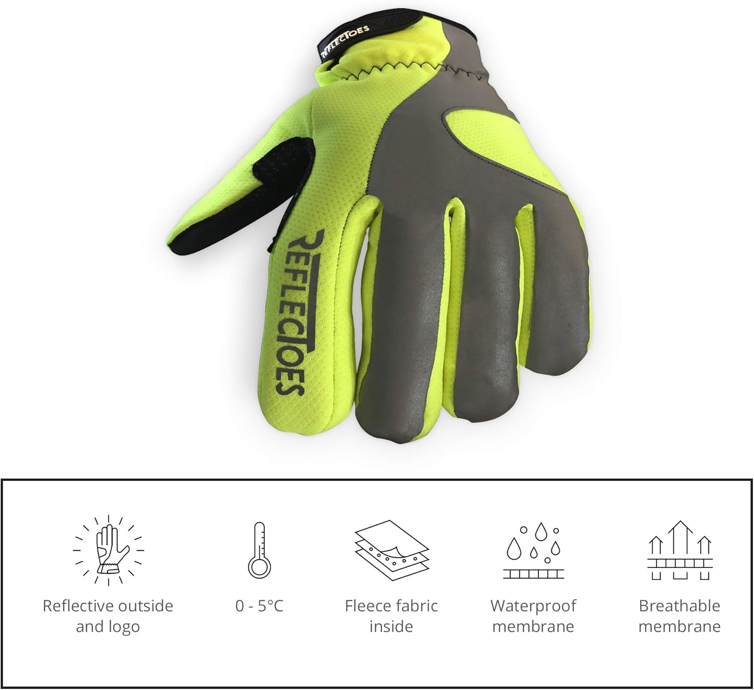 Reflective Winter Gloves Fluorescent Hi-Vis Cold Weather Warm Gloves for Cycling & Running, Windproof and Water Proof with Touchscreen Grip - Image 9