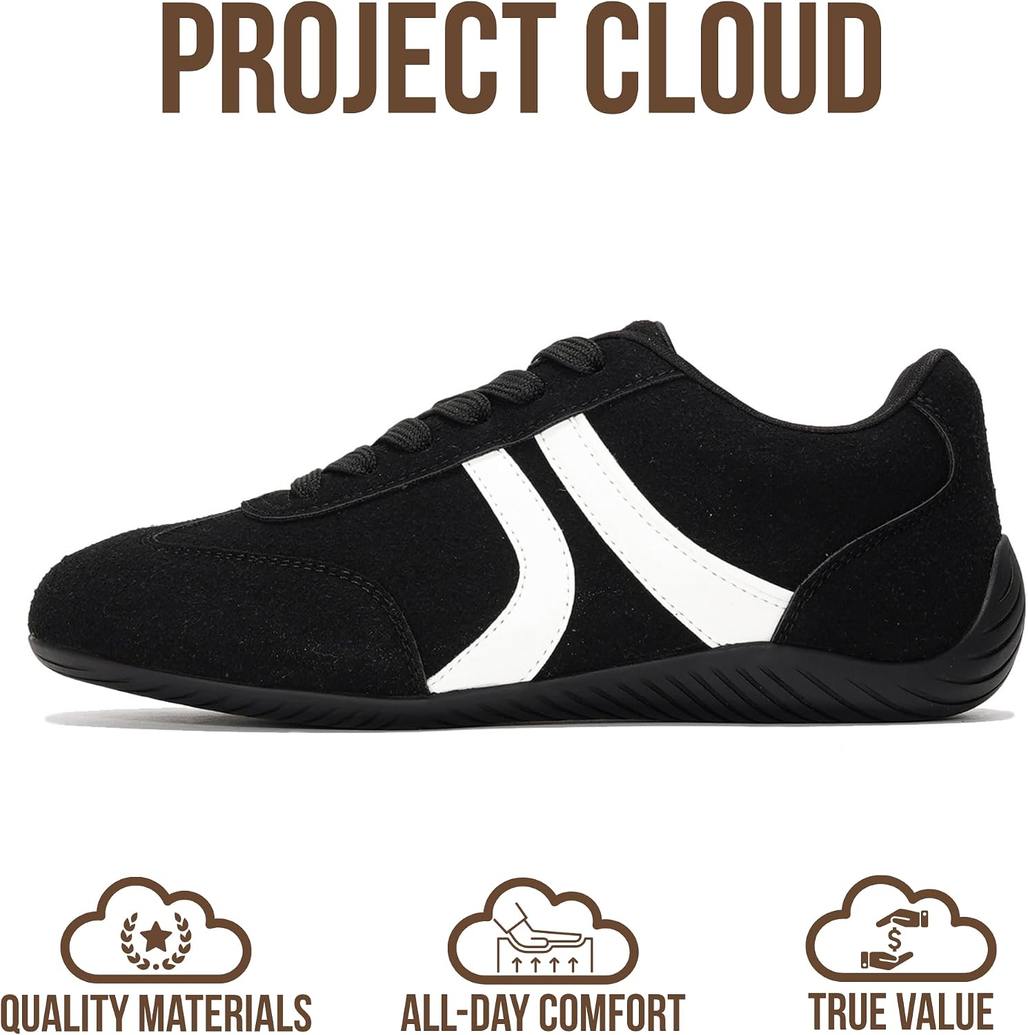 Project Cloud Barefoot Shoes Women – Memory Foam Lace-Up Womens Sneakers – Lightweight & Non Slip Womens Shoes Casual – All-Day Women's Fashion Sneakers for 2026 (Goal)