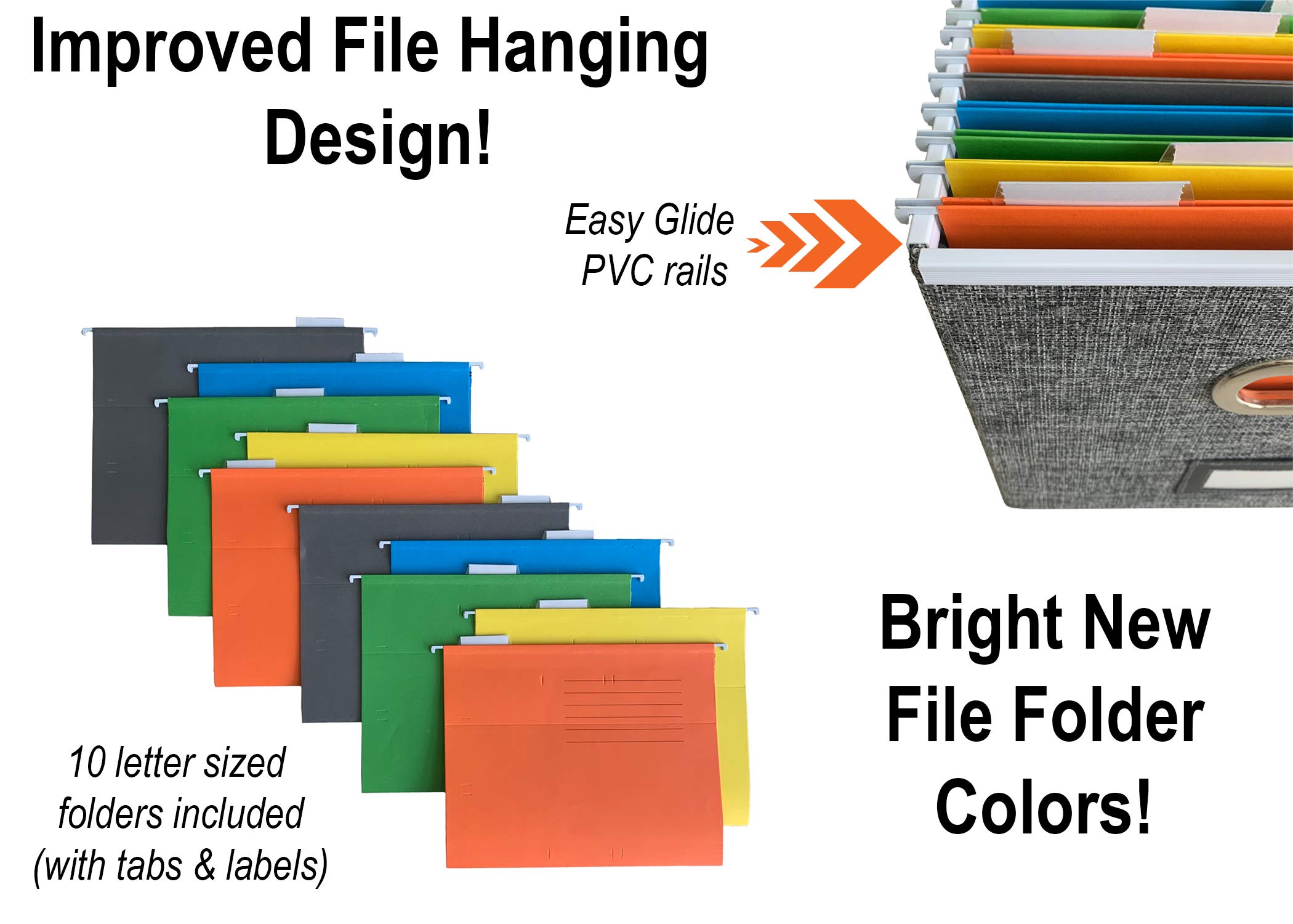 File Box Organizer and 10 File folders (Letter Size) Decorative Linen