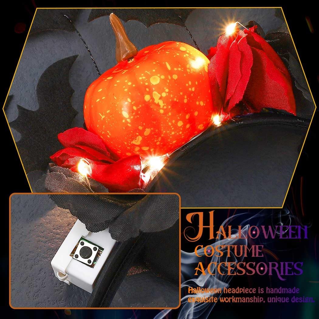 CAKURE Light Up Halloween Headband Led Rose Flower Headbands Hair Accessories for Women - Image 4