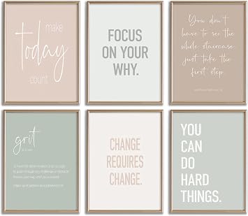 Inspirational Motivational Office Decor Posters Prints Unframed Set of 6, Minimalist Pastel Wall Art Print Decor, Positive Affirmations Team Teamwork Difference Maker Wall Picture, 8"x10"unframed